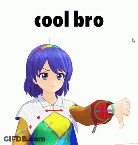 Colorful Anime Girl Giving Thumbs Up Saying Cool Bro GIF