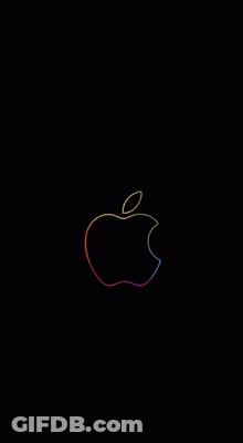Colorful Apple Logo On Black Background GIF