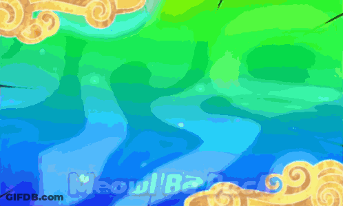 Colorful Background Saying Meowl Be Back GIF