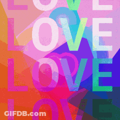 Colorful Background With Love Written In White GIF