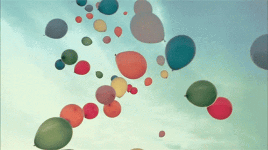 Colorful Balloons Flying GIF