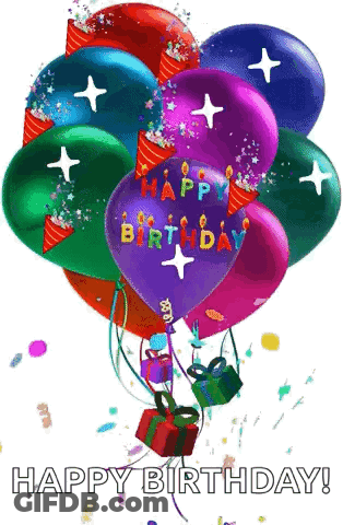 Colorful Balloons Saying Happy Birthday GIF
