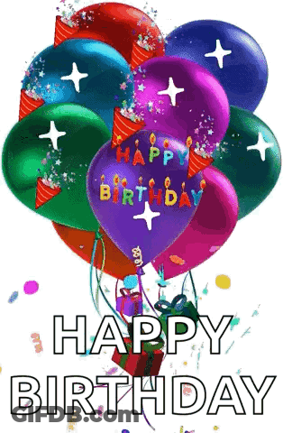 Colorful Balloons Saying Happy Birthday GIF