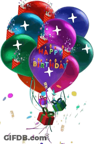 Colorful Balloons Saying Happy Birthday GIF