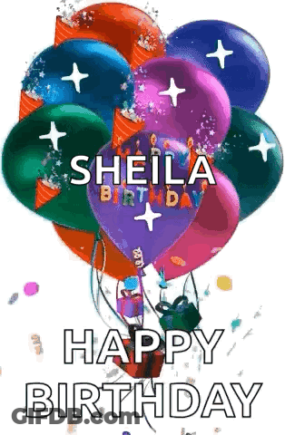 Colorful Balloons With Name Sheila GIF