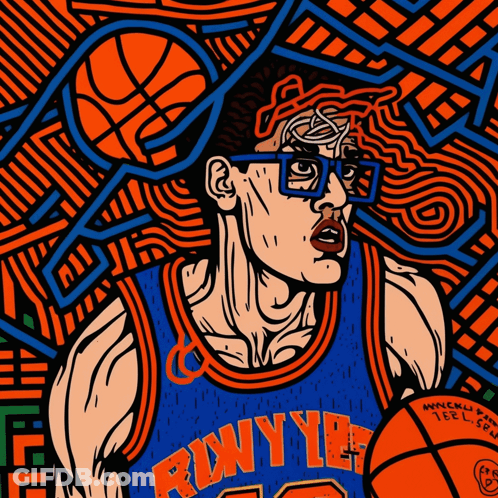 Colorful Basketball Player With Rny Jersey GIF