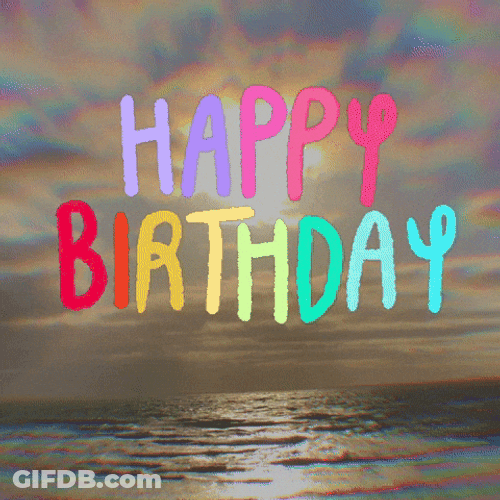 Colorful Beach Birthday Greetings GIF