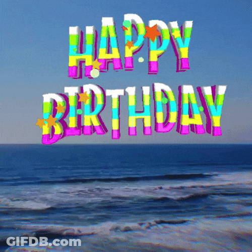 Colorful Beach Birthday Message GIF