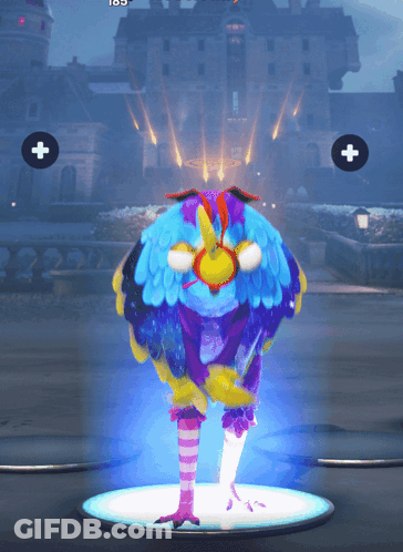 Colorful Bird Standing In Front Of Castle GIF