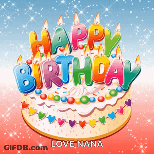 Colorful Birthday Cake Saying Happy Birthday GIF