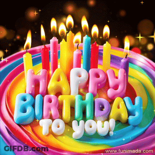 Colorful Birthday Cake Saying Happy Birthday To You GIF