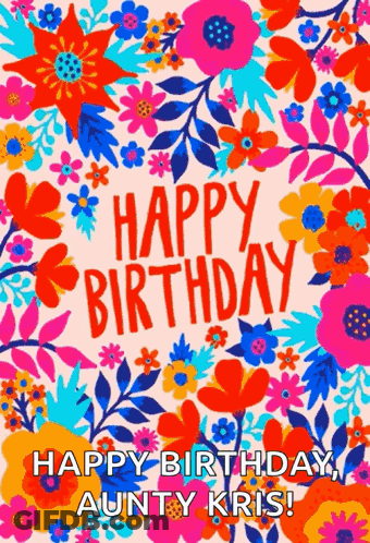 Colorful Birthday Card For Aunt Kris GIF