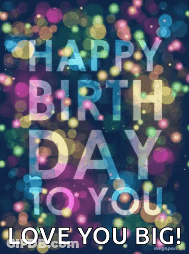 Colorful Birthday Card Saying Happy Birthday Love You Big GIF