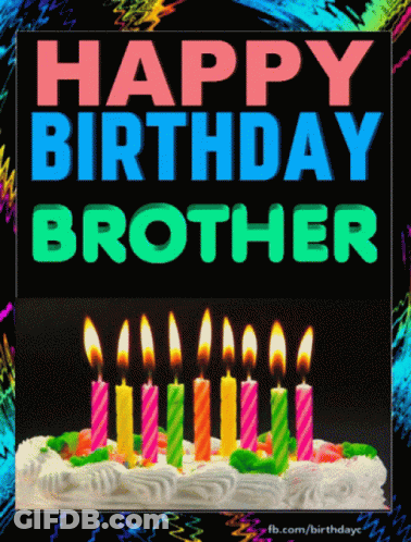 Colorful Birthday Card With Cake And Candles GIF