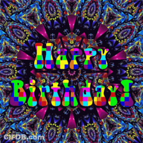Colorful Birthday Card With Kaleidoscope Background GIF