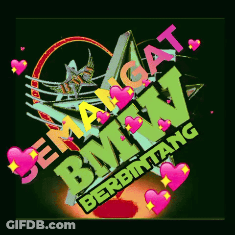 Colorful BMW Berbintang Logo With Hearts GIF