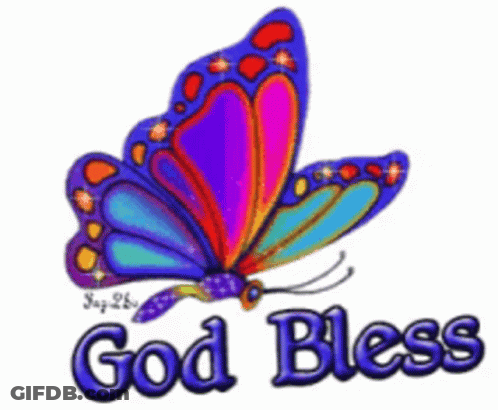 Colorful Butterfly Saying God Bless GIF