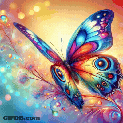 Colorful Butterfly Sitting On Flower GIF