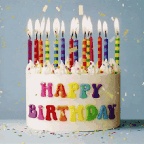Colorful Cake And Candles Happy Birthday To You GIF