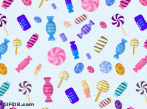 Colorful Candies Pattern On Light Blue GIF