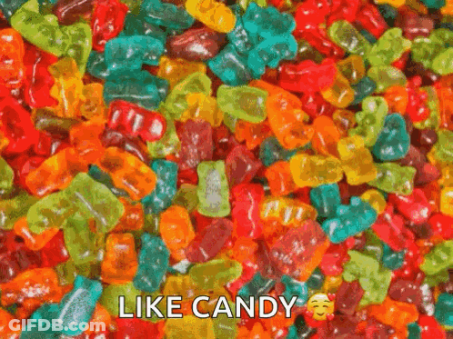 Colorful Candy Pile Saying Like Candy GIF