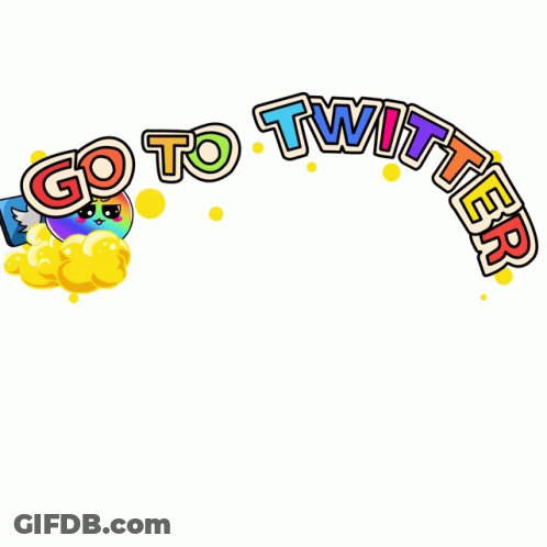 Colorful Cartoon Character Flying With Go To Twitter GIF