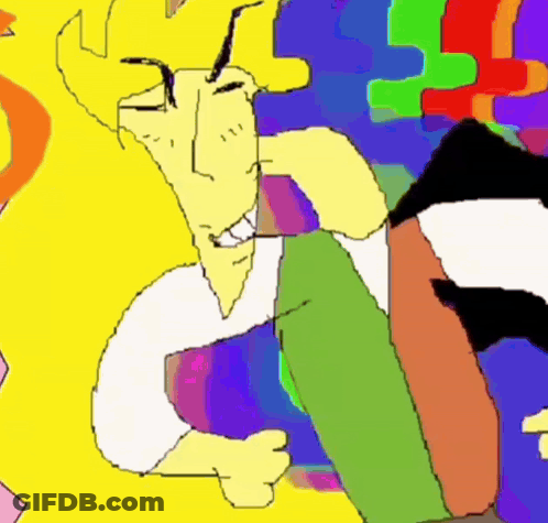 Colorful Cartoon Character With Beard And Long Hair GIF