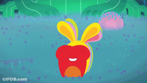 Colorful Cartoon Rabbits Stacked GIF