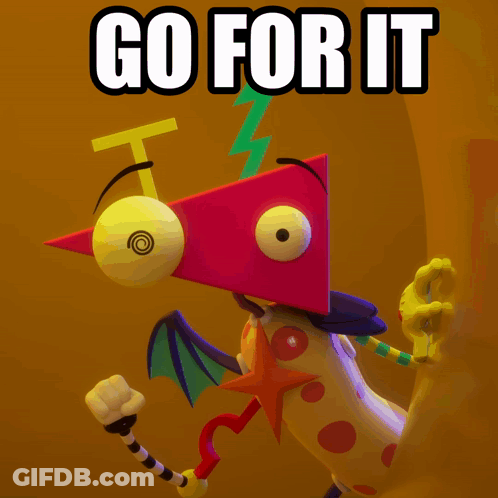 Colorful Cartoon Saying Go For It GIF