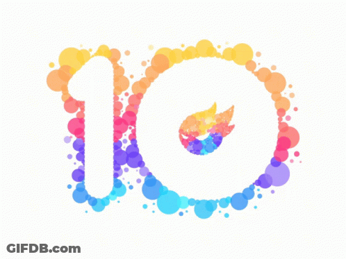 Colorful Circles And Number 10 GIF