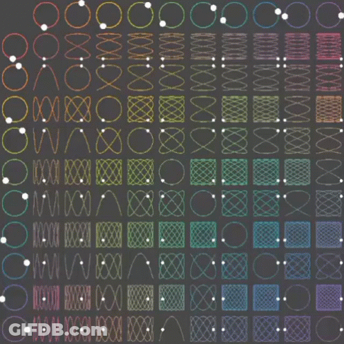 Colorful Circles And Squares On Dark Background GIF