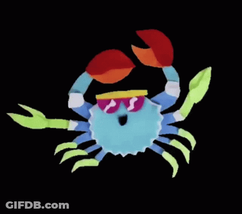 Colorful Crab Wearing Sunglasses And Hat GIF