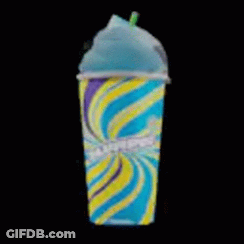 Colorful Cup Of Ice Cream With Straw GIF