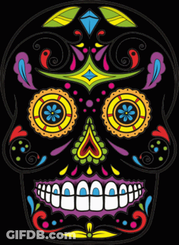 Colorful Day Of The Dead Sugar Skull Smile GIF
