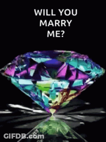 Colorful Diamond Saying Will You Marry Me GIF