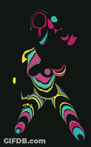 Colorful Drawing Of Woman Body On Black Background GIF
