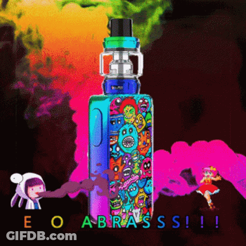 Colorful E-Cigarette With Words Eo Abrass GIF