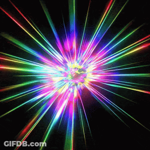 Colorful Explosion Of Light Against Black Backdrop GIF