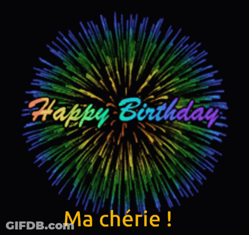 Colorful Firework Display Happy Birthday Ma Cherie GIF