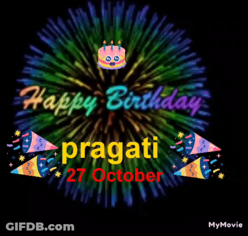 Colorful Firework Display Happy Birthday Pragati 27 October GIF