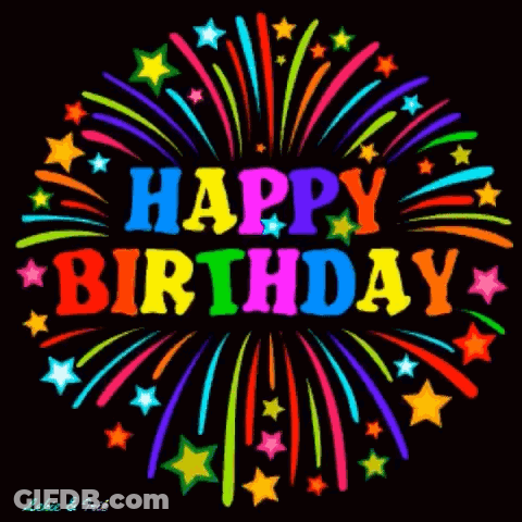 Colorful Firework Display Saying Happy Birthday GIF