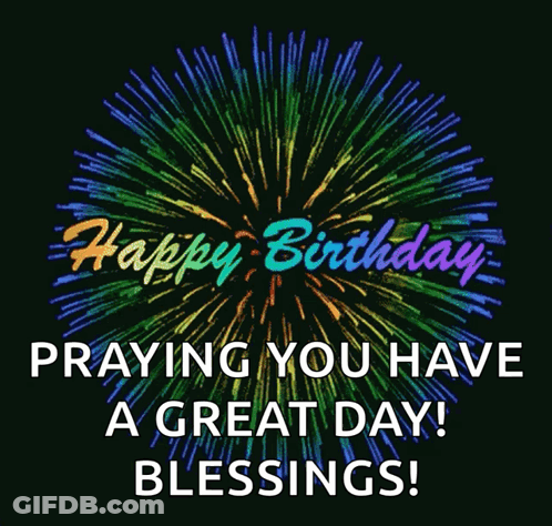 Colorful Fireworks Display Happy Birthday Blessings GIF