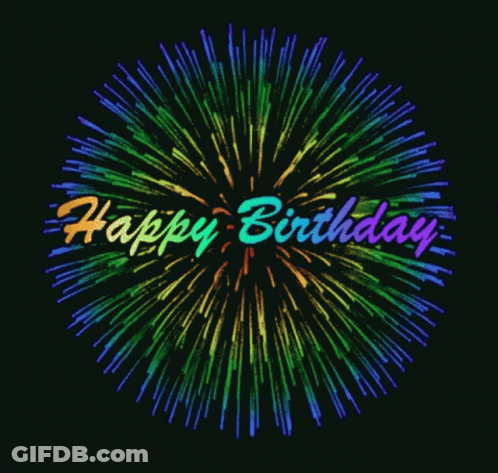 Colorful Fireworks Display Happy Birthday GIF