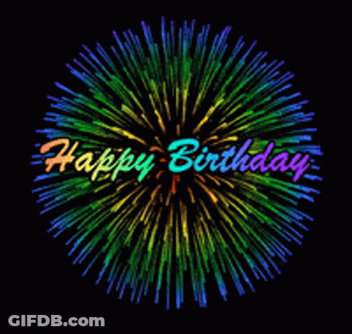 Colorful Fireworks Display Saying Happy Birthday GIF