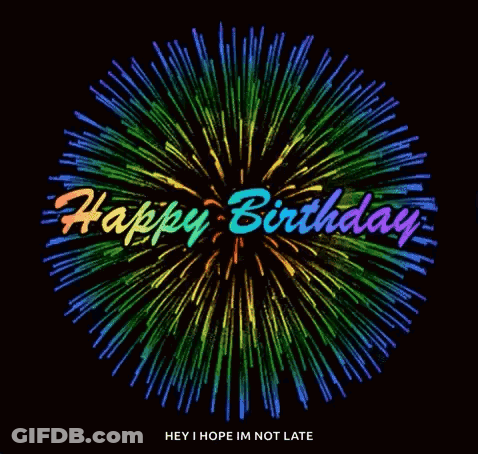 Colorful Fireworks Saying Happy Birthday GIF