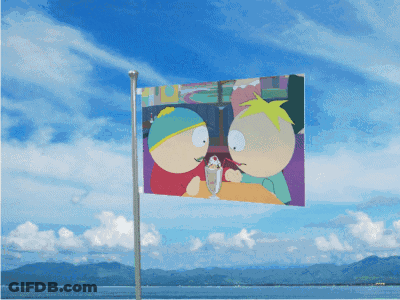 Colorful Flag Flying Over Water GIF
