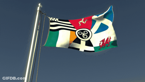 Colorful Flag With Celtic Symbol GIF