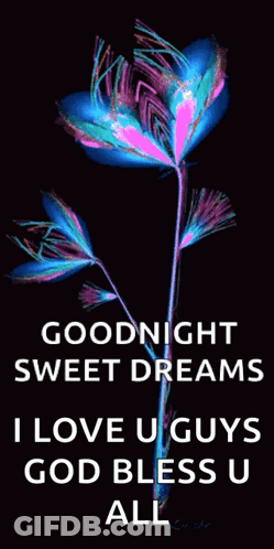 Colorful Flower Saying Goodnight Sweet Dreams I Love U Guys God Bless U All GIF