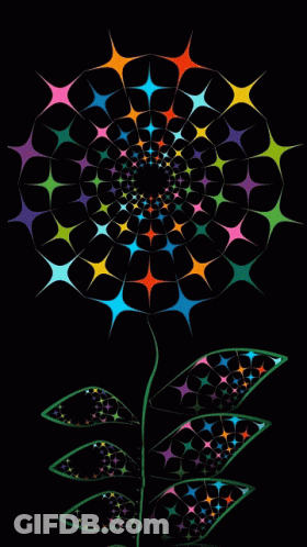 Colorful Flower With Leaves GIF