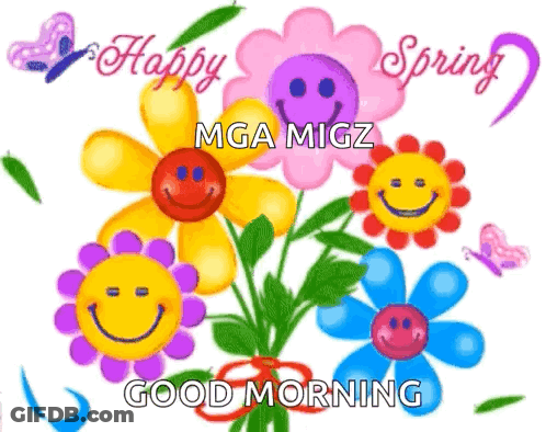 Colorful Flowers With Smiley Faces Happy Spring GIF